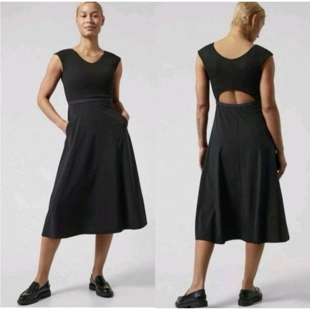 Athleta Ryder Women's Black V- Neck Cap Sleeve Dress Size 1X